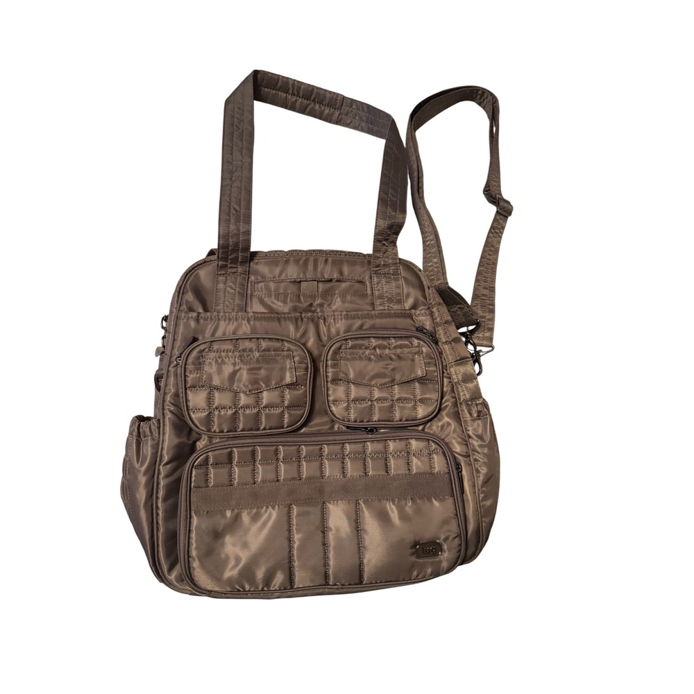Lug Puddle Jumper Walnut Brown Quilted Overnight Travel Gym Bag Duffle Crossbody